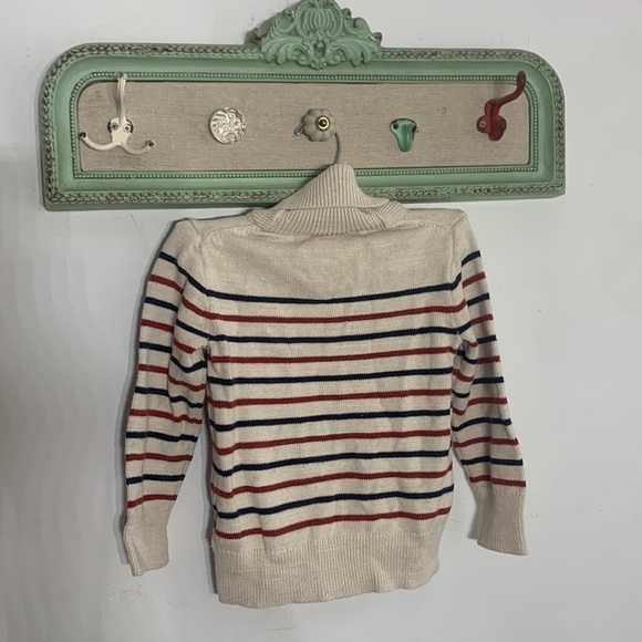 Crewcuts knit Striped oatmeal preppy collar pullover sweater size 4-5 - Picture 7 of 9